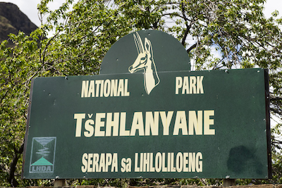 Ts'ehlanyane National Park sign, Lesotho